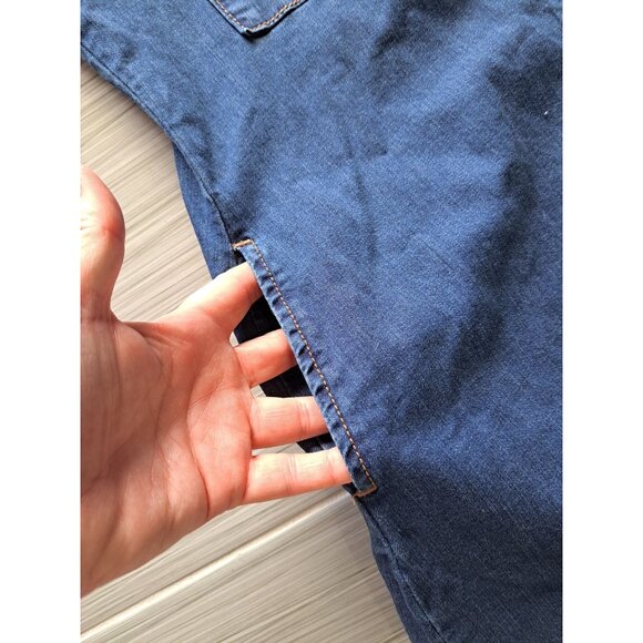 Kut From The Kloth Denim Shirt Dress Medium Button-Down Cotton Blend Roll Sleeve - Picture 10 of 10